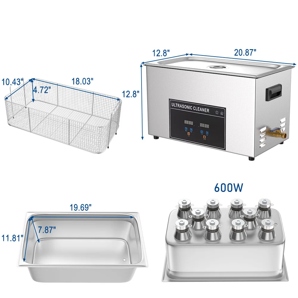 لمختبر محرك السيارة الصناعية آ - مراجعة Industrial Ultrasonic Cleaner 30L Heater وسعره